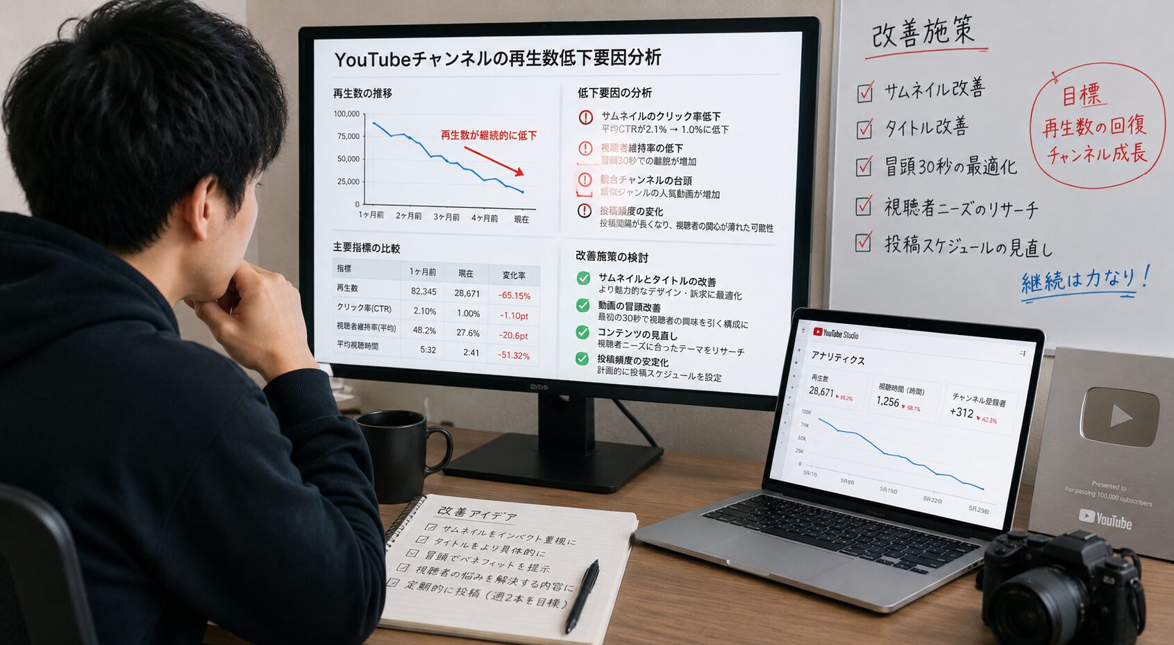YouTubeチャンネルの再生数が落ち込んだときに確認すべきこと｜要因の切り分け方と運営体制の見直しポイント
